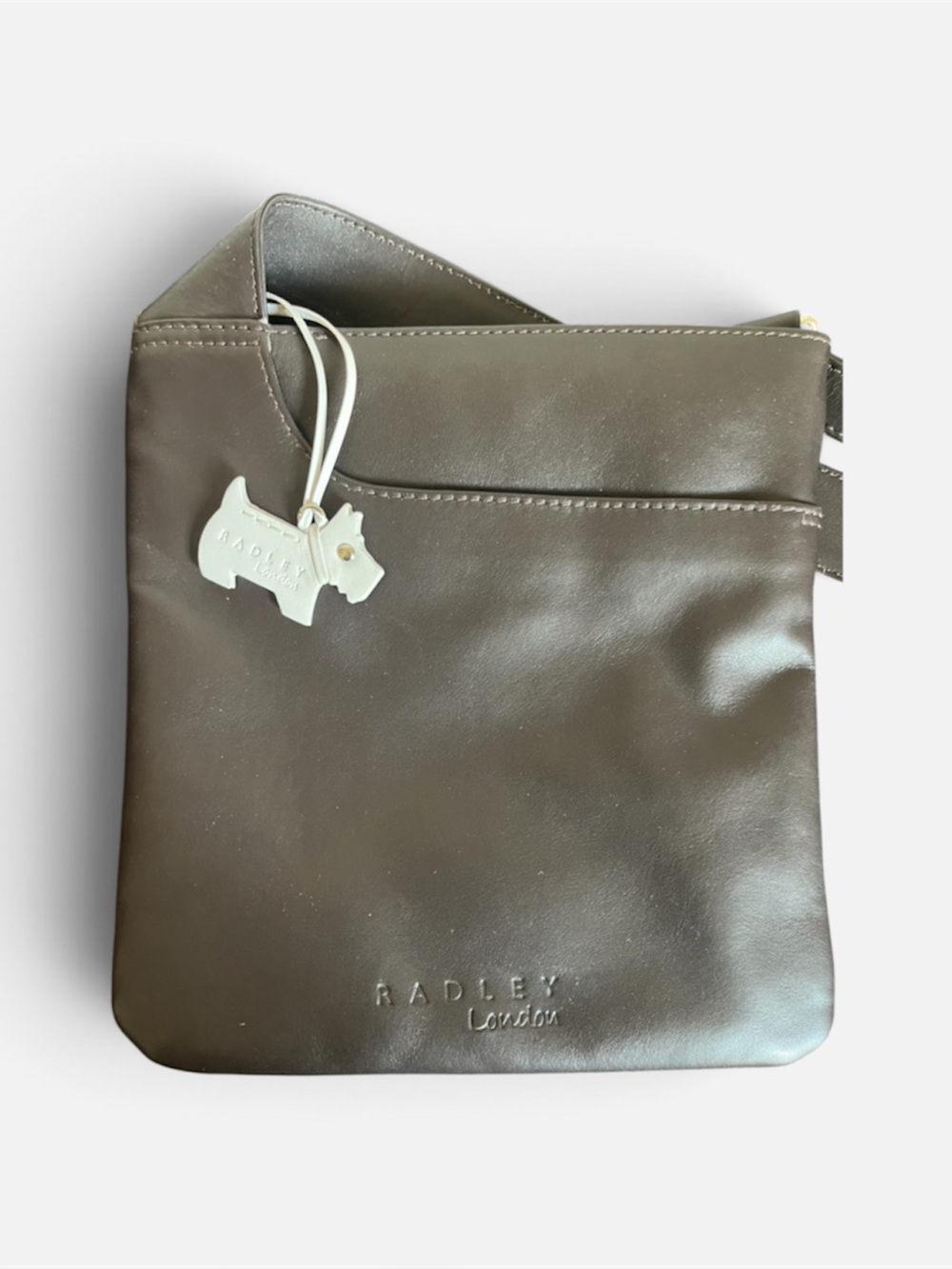 Radley London Brown Leather Crossbody Bag Shoulder Purse Scottie Dog Charm